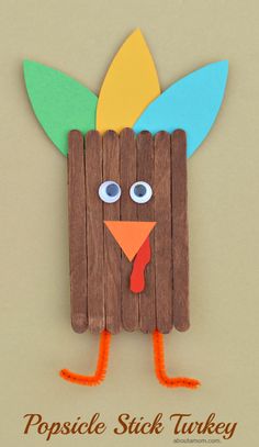 popsicle stick turkey craft for kids to make