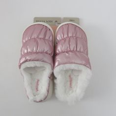 New With Tags Cushion Comfort Indoor/Outdoor Sole Questions? Leave A Comment Below! White Synthetic Slip-on Slippers, Pink Synthetic Slippers With Textured Footbed, Comfortable White Slip-on Slippers, White Slip-on Flat Slippers, White Slip-on Synthetic Slippers, White Non-slip Synthetic Slippers, Pink Cushioned Synthetic Slippers, Pink Cushioned Slippers With Synthetic Material, White Winter Slippers With Rubber Sole