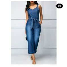 Women's Denim Jumpsuit, Has Pockets, Casual, Regular Wear Jumpsuit/Romper, Belted Straight Wide Leg Above Ankle Length ******Size Small *Runs Small* Non Stretch****** Armpit To Armpit: 19" Waist: 14" Inseam: 25" Shoulder To Bottom: 51.5" 75% Cotton 25% Polyester Zippers Up At The Side Spring, Summer, Autumn New Without Tags Bundles Welcomed! Tags/Ignore: Sequin, Maxi, Mermaid Dress, Comfy, Bodycon, Sexy, Flowers, Midi Dress, Elegant Dress, Tie Dye, Trending, Popular, Cocktail Dress, Wedding Gues Perfume Chanel, Jumpsuit With Pockets, Pocket Jumpsuit, Denim Decor, Print Denim, Denim Pocket, Blue Jumpsuits, Printed Denim, Mode Streetwear