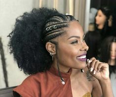 Braided Hairstyles Ideas Short Hair, Braided Afro Puff Hairstyles, Braids In The Front Natural Hair, Long Ponytail Hairstyles, Protective Hairstyles For Natural Hair