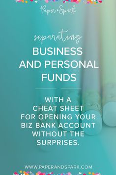 a blue and white background with confetti around the words spacing, business and personal funds