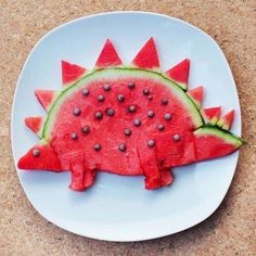 Watermelon Dinosaur, Snacks Ideas Healthy, Kids Healthy Food, Food Ideas Healthy, Crafts With Paper, Kids Food Crafts, Healthy Food Ideas, Snacks Ideas, Decorações Com Comidas