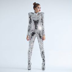 Mirror-Dress-Lady-Gaga-Style Disco Metallic Bodysuit For Club, Shiny Disco Bodysuit For Parties, Metallic Disco Bodysuit For Party, Silver Shiny Bodysuit For Party, Party Silver Shiny Bodysuit, Silver Shiny Party Bodysuit, Disco Ball Costume, Lady Gaga Style, Dance Mirror