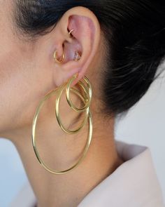 HAILEY HOOPS ✨ |  bold and timeless | Free Shipping USA | Free Shipping to Canada $75+ | Hoop Earring Stack, Ear Stacks, Earring Stack, Jeweled Earrings, Big Hoop Earrings, Fancy Earrings, Classic Earrings, Ear Candy, Ear Rings