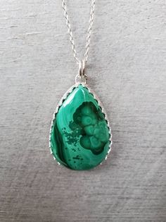 "Large natural Malachite pendant with sterling silver, green gemstone malachite necklace, crystal pendant, Christmas gift, gift for her There are different stones for you to choose. The \"ready-to-ship\" pendant in the \"option\" is already made and ready to ship, others are made to order, takes 1-3 workdays to finish and ship. These gorgeous Malachite cabs are natural Malachite with great quality-- vibrant green colors, interesting patterns, and shiny high polish on both sides of the stones. Th Green Teardrop Pendant Drop Necklace As Gift, Green Teardrop Pendant Drop Necklace For Gift, Green Gemstone Teardrop Pendant Necklace, Green Teardrop Pendant Necklace With Gemstone, Silver Emerald Teardrop Necklace, Green Gemstone Drop Necklace, Green Teardrop Pendant Spiritual Jewelry, Green Teardrop Gemstone Drop Necklace, Green Gemstone Drop Necklaces