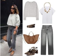 Looks Jeans, Fall Neutrals, Curvy Petite Fashion, Gray Jeans, Comfy Fashion, Sporty Outfits, Wearing Clothes, Fall Winter Outfits