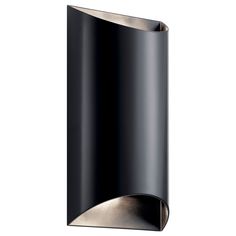 This 2-light outdoor wall light from Kichler is a part of the Wesley collection and comes in a black finish. It measures 7" wide x 14" high.  Wet rated. Can be exposed to rain, snow and the elements. Modern Outdoor Wall Lighting, Lines And Shapes, Black Outdoor Wall Lights, Wall Opening, Led Outdoor Wall Lights, Kichler Lighting, Outdoor Wall Lantern, Wall Lantern, Etched Glass