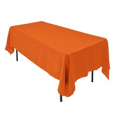 an orange tablecloth on a black metal frame