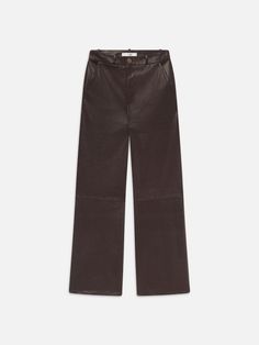 Relaxed Leather Trouser -- Chocolate Brown Frame Store, Trouser Pocket, Leather Trousers, Long Length, Chocolate Brown, Mid Rise, Wide Leg, Straight Leg, Trousers