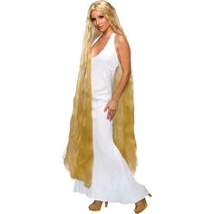 Complete your fancy dress lookLong blonde wigOne size fits most adultsFor best results use with a wig capWith glossy blonde hair trailing almost to the floor you could look like a Greek goddess, Lady Godiva or even Rapunzel. Add this versatile wig to complete your fancy dress costume. Length: 140cm.Please note that this item is non-returnable due to hygiene reasons. This does not affect your statutory rights. Rapunzel Wig, Fancy Dress Wigs, Beige Blond, Long Blonde Wig, Rapunzel Costume, Lady Godiva, Long Blond, Wig Party, Afro Wigs