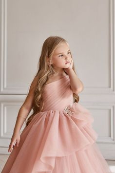 AB051 One shoulder Tulle dress | Mia Bambina Boutique Tulle Ball Gown Bridesmaid Dress, Elegant Princess Dress With Tulle Skirt For Debutante Ball, Elegant Organza Ball Gown For Pageant, Wedding Ball Gown With Pleated Bodice And Tulle, Wedding Ball Gown With Pleated Bodice And Tulle Material, Elegant One-shoulder Tulle Gown, One-shoulder Wedding Gown With Pleated Bodice, Pageant Organza Ball Gown With Tulle Skirt, Organza Princess Dress With Tulle Ball Gown