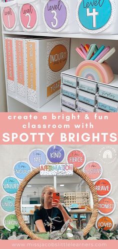 a shelf filled with lots of different types of stickers and magnets on it