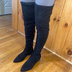 Tall Over The Knee Boots By Dkny - Tyra Size 8. Faux Suede. One Inch Heel. Overall Pretty Comfortable. Like New - Never Worn. Person Modeling Boots Is 5’3” For A Height Reference. Trendy Fitted Boots With Low Heel, Trendy Fitted Low Heel Boots, Fitted Low Heel Winter Boots, Fitted Low Heel Heeled Boots For Winter, Fitted Low Heel Boots For Winter, Winter Fitted Low Heel Boots, Fitted Low Heel Knee-high Boots For Winter, Fitted Knee-high Boots With Low Heel For Winter, Casual Fitted Low Heel Boots