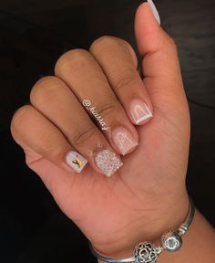 Short Duke Nails, Cute Short Nail Sets French Tip Square, Nurse Nails Acrylic, Short Bday Nails, Short Nails For Nurses, Short Nails For Work, Dope Nail Designs Short Length, Bday Nails Ideas Short, Pink Bling Acrylic Nails