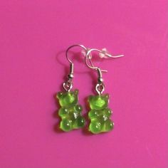 Surgical Steel Hooks With Silicone Back. Handmade By My Daughter Casual Green Jewelry For Party, Green Gummy Bear, Square Crystal Earrings, Gummy Bear Earrings, Bear Earrings, Faux Pearl Earrings, Sea Glass Earrings, Nautical Jewelry, Sterling Silver Drop Earrings