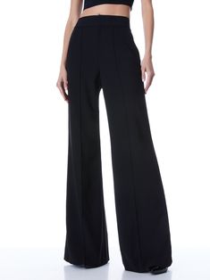 Dylan High Waisted Wide Leg Pant In Black | Alice And Olivia Opening Party Outfit, Wide Leg Black Pants, Corporate Baddie, High Waisted Wide Leg Pants, Jumpsuit And Blazer, High Waist Wide Leg Pants, Work Fits, Alice And Olivia, Stylish Clothes For Women