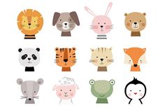 a bunch of different animals that are grouped together