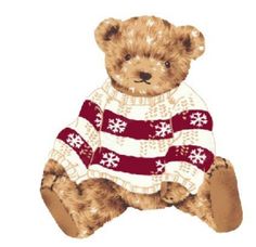 a brown teddy bear wearing a red and white sweater