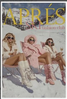 Vintage Skiing Aesthetic, Sledding Party, Girls Ski Trip, Vintage Ski Photos, Girly Poster, Ski Girls, Snow Fits, Wall Art Funky, Apres Ski Outfits