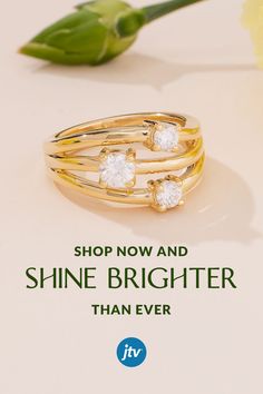 Yellow gold over silver moissanite ring propped on a peach background Rings And Bracelets, Center Of Attention, Earrings Rings, To Shine, Statement Pieces, Brave