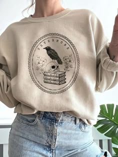 Academia Clothing, Dark Academia Clothing, Sleeve Placket, Vintage Pullovers, Shirt Streetwear, Vintage Long Sleeve, Winter Sweatshirt, Sweatshirt Women, Edgar Allan