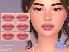 an animated image of a woman's lips with different angles and colors on her face