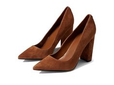 GUESS Abagail - Women's Shoes : Medium Brown : Elevate your appearance wearing the GUESS Abagail block heel. Leather upper. Man-made lining. Man-made insole. Slip-on closure. Block heel construction. Pointy-toe silhouette. Man-made outsole. Imported. Measurements: Heel Height: 3 3 4 in Weight: 10 oz Product measurements were taken using size 8.5, width M. Please note that measurements may vary by size. Weight of footwear is based on a single item, not a pair. Medium Width Block Heels For Fall, Brown Block Heel Workwear Heels, Brown Block Heel Heels For Work, Brown Block Heel Shoes For Work, Fall Court Shoes With Padded Block Heel, Brown Almond Toe Block Heels For Work, Brown Block Heels With Almond Toe In Medium Width, Fall Block Heel Court Shoes Of Medium Width, Chic Wide Fit Heels With Stacked Heel