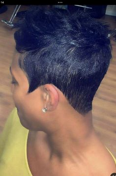 Hairstyles For Short Relaxed Hair, Pixie Haircut Back View, Short Relaxed Hair, Black Pixie Haircut, Relaxed Hairstyles, Brow Stencils, Short Hair Styles African American, Alopecia Hairstyles, Short Relaxed Hairstyles