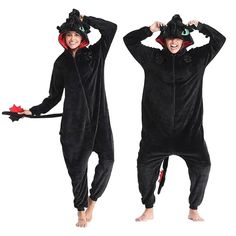 CLOUDYSHARKS Unisex Black Dragon Wearable Blanket Onesie with Hoodie | Cozy Pajamas for Kids & Adults | Ideal for Sleep, Play, Cosplay & Halloween Costumes