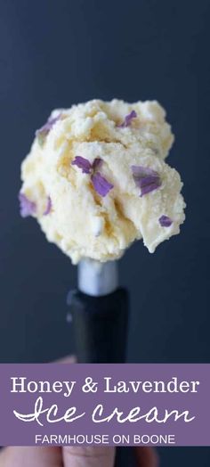 honey and lavender ice cream on a stick with text overlay