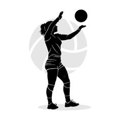 a woman is playing with a ball in silhouette on a white background stock photo - 1229