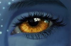 an eye with water drops on it and the reflection of someone's face in the iris