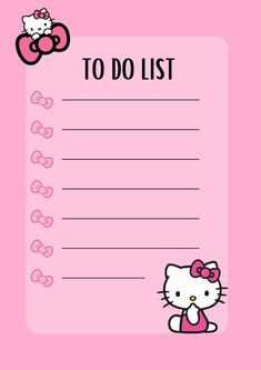 a pink hello kitty to do list