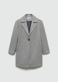 Cloth coat with pockets - Teen | MANGO USA Personal Style Quiz, Drop Shoulder Coat, Overcoat Men, Wool Overcoat, Single Breasted Coat, Classic Coats, Lady Grey, Mango Man, Wool Blend Coat