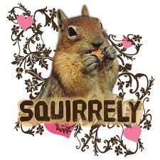 an image of a squirrel eating something with the word squrrelly on it