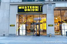 the store front of western union is lit up