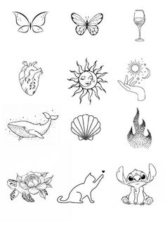 the different types of tattoos are shown in black and white