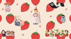 the strawberry wallpaper is very colorful and has many small animals on it's sides