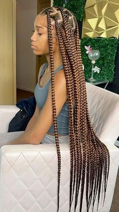 Braids Jumbo, Colored Box Braids, Big Box Braids Hairstyles, Jumbo Box Braids, Colored Braids, Long Box Braids, Box Braids Hairstyles For Black Women, Cute Box Braids Hairstyles, Quick Braided Hairstyles