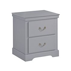 two drawers with handles on each side and one drawer at the bottom, in grey