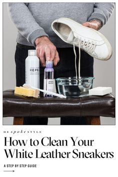 All footwear requires some type of maintenance. But perhaps no kind of footwear shows the need for upkeep more than a pair of white leather sneakers. Time for some spring cleaning! On the blog, I'm sharing all of the products you need to give your white leather sneakers a good cleaning and directions on how I do it; this is the key to keeping my white sneakers outfit looking fresh. Tap to read this step-by-step guide to make your white leather sneakers look (almost) brand new! Clean White Leather, White Sneakers Outfit, Sneaker Cleaner, Best Sneaker, Jason Markk, Fabric Steamer, Fabric Shaver, Garment Steamer