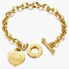 -18k Gold Plated -New With Tags Vintage Charm Bracelet, Guard Your Heart, Jewelry Accessories Ideas, Gold Charm Bracelet, Accessories Ideas, Gold Charm, Womens Jewelry Bracelets, Proverbs, Antique Jewelry