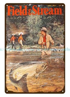 1959 FIELD STREAM fishing metal tin sign poster outdoor wall art | eBay Poster Art Ideas, Inspiration Wall Art, Boys Wall Decor, Gift For Fisherman, Fishing Cabin, Fishing Room, Boys Posters, Framed Poster Art, Boy Fishing