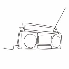 an old radio is shown in this black and white outline drawing, it appears to be from the 1950's or 1960s's