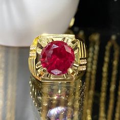 Vintage 15K 610 Yellow Gold Ruby & White Topaz Ring ...Marked 610 and tested 15K Gold...Total of weights 12.4grams...Size 8.5...Measure of Face 17.6MM...It's in very good condition. Gold Ruby Ring With Diamond Cut, Gold Ruby Ring With Vvs Clarity And Round Cut, Topas Ring, Topaz Ring, White Topaz, Solitaire Ring, Favorite Jewelry, Topaz, Ruby