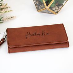 "This is beautiful vegan leather Women's Clutch Wallet is personalized and will make a unique gift for Wedding, anniversaries, Christmas, wedding showers, engagement, Mother's Day, Mother in law, Mother of the groom, Mother of the bride, Grandma, girlfriend, wife, and daughter. We have many design options and color choices for our personalized wallet for women. Our custom women's wallet keeps your credit cards, checkbook, identification and cash separated for maximum organization. It can be used Personalized Rectangular Wallets For Daily Use, Customizable Rectangular Wallet For Personalized Gifts, Personalized Brown Rectangular Wallet, Wedding Showers, Wallet For Women, Purse Gift, Personalized Mother's Day Gifts, Personalized Wallet, Ladies Clutch