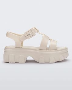 Ella Platform in Beige – Melissa Shoes Melissa Shoes, Chunky Sandals, Buckled Heels, Pearl Jewellery Earrings, Shoe Game, Chunky Heels, Platform Sandals, Fashion Boots, The Ordinary