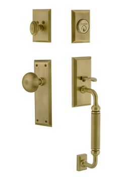 three different styles of door handles and knobs