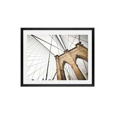 the brooklyn bridge in new york city, ny is shown with black framing and white background