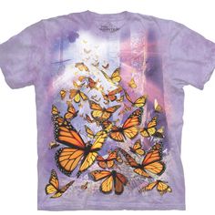 Always Wanted To Fly? Be At One With Your Inner Self With This Butterfly Adult T-Shirt From The Mountain! ~ Classic Style Pre Shrunk Mottle Dye Adult Unisex T-Shirt With A Generous Cut. Each One Is Unique! ~ Made From 100% Heavy Weight Cotton. 100% Irresistible. ~ Features Amazingly Realistic Graphics And Vibrant Colors. ~ Machine Washable And Can Be Ironed Over. Designs Will Not Fade Or Crack. ~ From America's Greenest Apparel Company No Chemicals Are Used In The Manufacture Of This Garment. Co Orange And Black Butterfly, Black Butterflies, Butterfly Species, Butterfly Shirt, Monarch Butterflies, Butterfly Shirts, Butterfly Gifts, Toxic Water, Black Wings